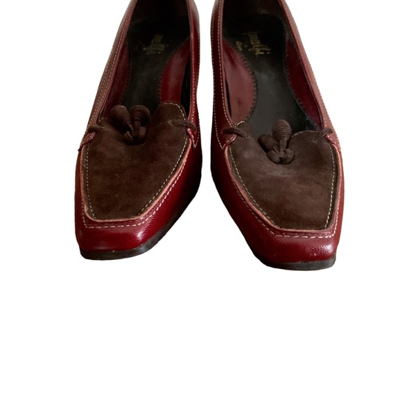 Amalfi by Rangoni Women’s Leather Wedge Heel Loafer Size 6 Burgundy & Brown - Picture 7 of 15